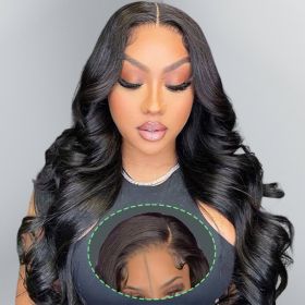 4x7 Lace Closure Wig Human Hair Natural Color Body Three-Dimensional  Wave Density (Option: 16inch)