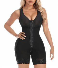 Fajas Colombianas Shapewear for Women Tummy Control Post Surgery Full Body Shaper Butt Lifter with Zipper Crotch skimsbodysuits solleonnewfajascu (Color: Black, size: M)